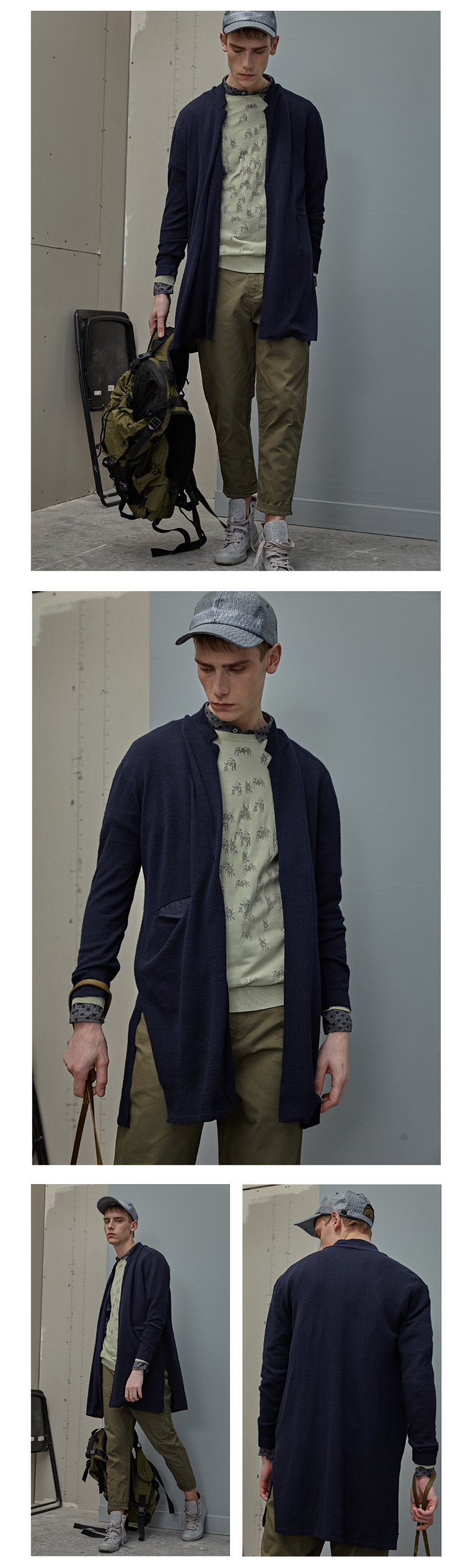 Phác thảo nam 2018 dài len dệt kim nam giản dị áo len dệt kim 9H12B023 - Cardigan áo blazer nam