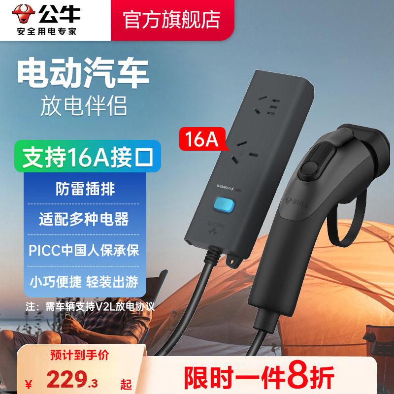 公牛放电枪新能源汽车户外放电插座设备插排防雷适用于比亚迪埃安
