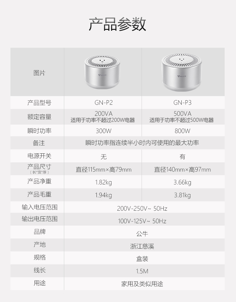 公牛变压器美国日本电器转换器插座110/220V转换P3 (适于500W内)