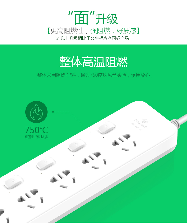 公牛插座接线板插线板拖线板插板独立开关四孔六孔3米 公牛插座接线板插线板拖线板插板独立开关四孔六孔3米