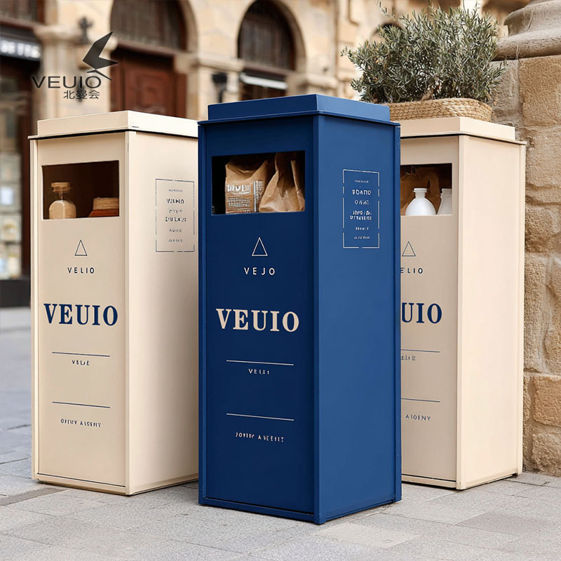 Outdoor Trash Can with Ashtray for Elevator Lobbies, Corridors, Public Places, and Hotel; Freestanding Type