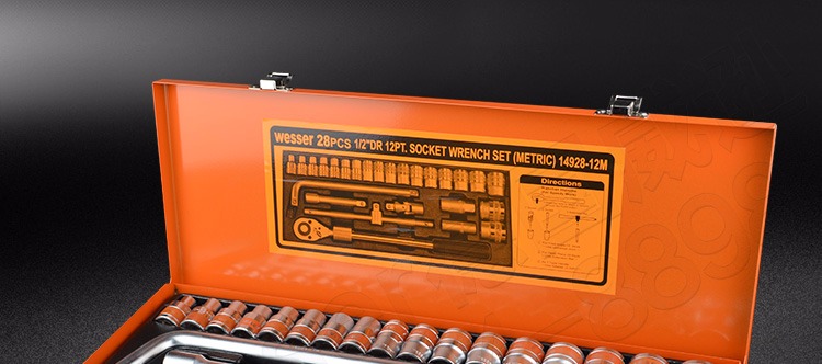 Đức Wilson WESSER 22-100 bộ cờ lê ổ cắm bằng tay inch mét đặt công cụ lốp xe