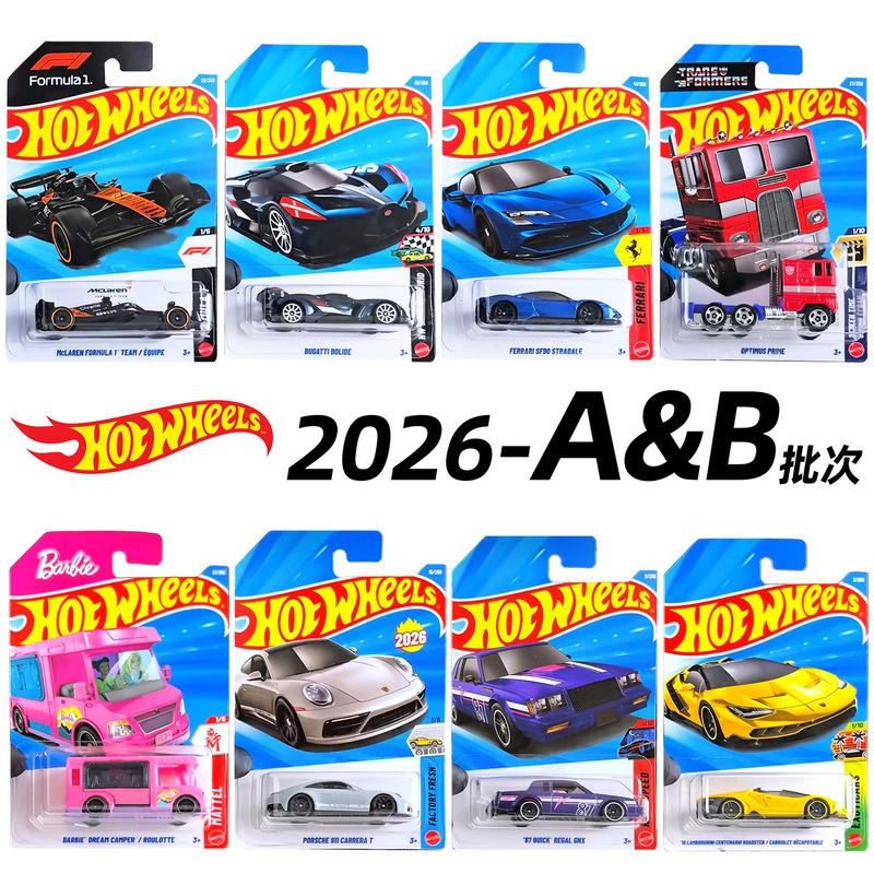 Hot Wheels 26A&B Series Alloy Car Collectible Models Bugatti Ferrari Sf90 Porsche Optimus Prime