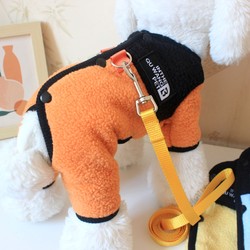 Dog Clothes Winter Zipper Color-Block Four-Legged Fleece Sweater for Small Dogs Like Teddy and Bichon, Autumn and Winter Thickened Warm Clothing