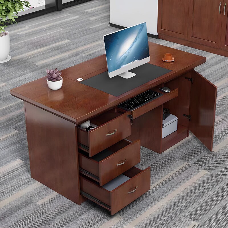 Guangdong Paint Office Desk Single Staff Desk Computer Desk Office Employee Desk Wooden Writing Desk with Drawers