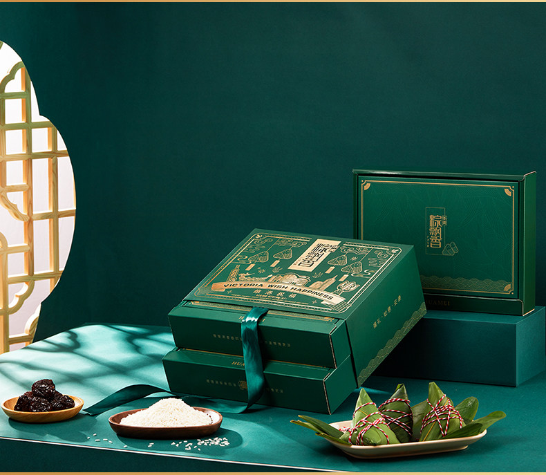 华美 维港祝福 广式粽子礼盒 7口味14只 双层硬卡纸礼盒 图9