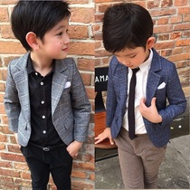 Autumn Korean version of the childrens clothing flower girl mens plaid small coat Spring new boy suit childrens small dress tide