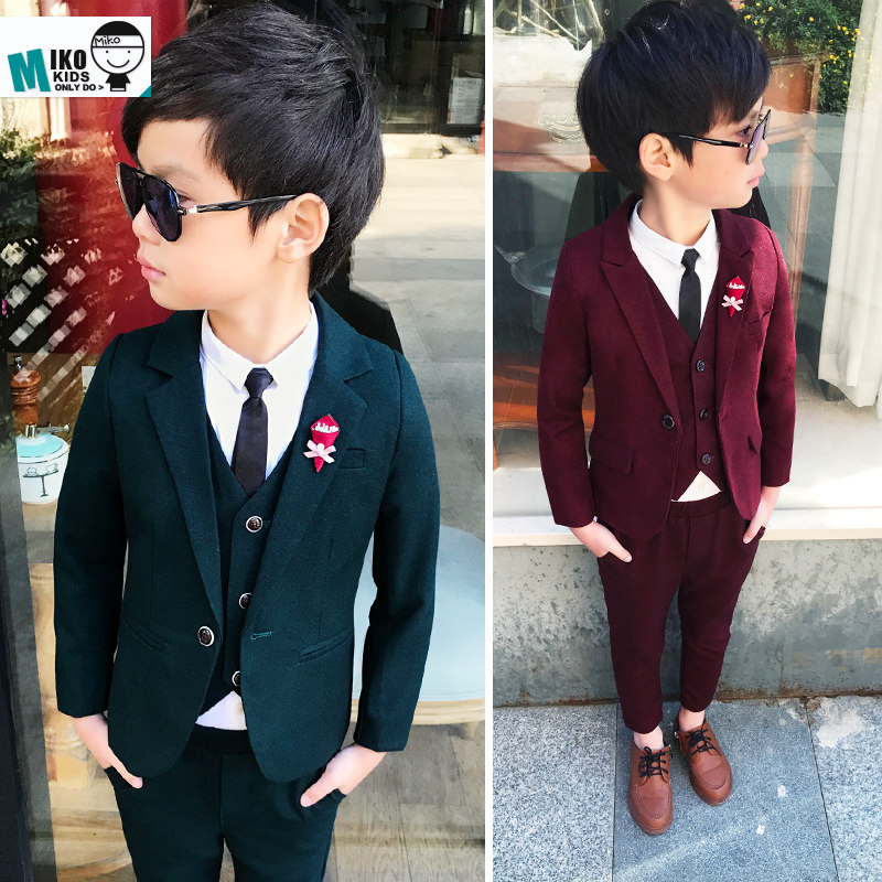 Autumn Winter Boy Clothing Boy Casual Suit Suit Children Small Suit Three Sets Boy Flower Boy Gown Suit