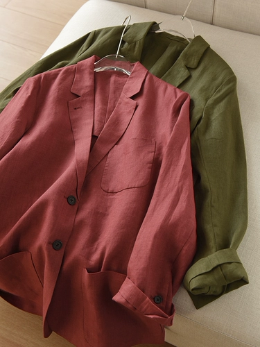 M niche в любви к случайному высокому ощущению Ji Linen Cust Outter Jacket Женская свободная и неторопливая тонкая костюма Солнцезащитный крем