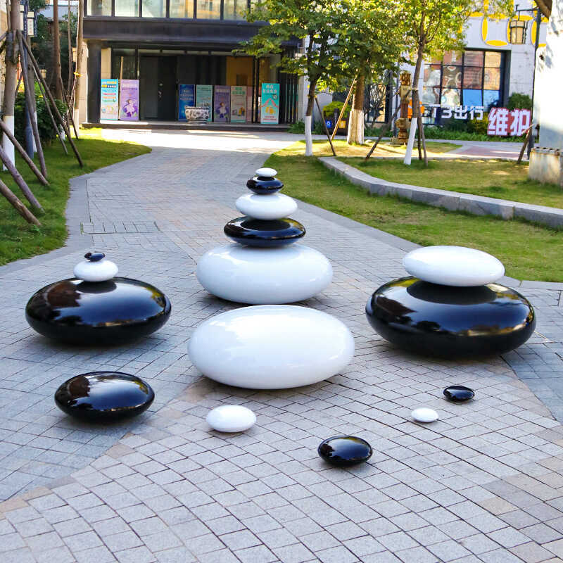 Fiberglass Pebble Sculptures for Outdoor Garden Landscaping, Community Decoration, Courtyard Water Pool Stone, Go (Chinese Chess) Decoration