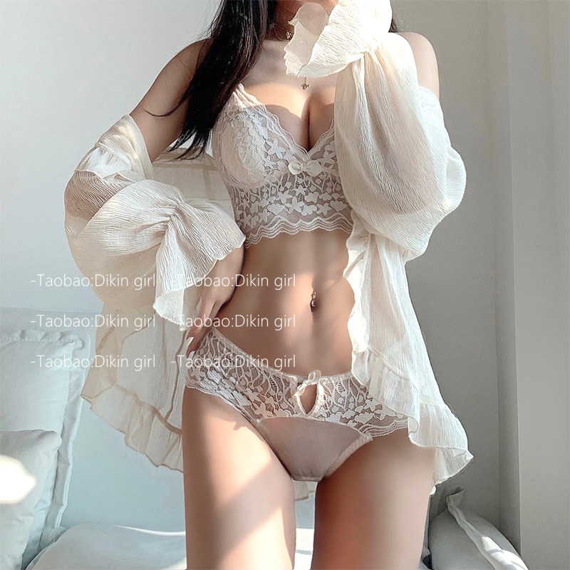 Female lingerie 2021 new no steel ring bra slim large breasted with small beautiful back method lace little cute suit