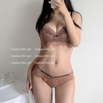 Bra womens summer thin 2021 shoulder strap lace edge not empty cup without steel ring sexy suit underwear gathering