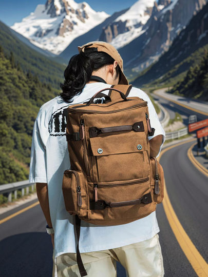 Retro European and American foreign trade workwear canvas backpack men's commuter travel bag student backpack men's computer bag school bag