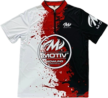 Nouveau maillot de bowling pour le 23 octobre : MOTIVEZ-VOUS style jet dencre rouge et noir couleurs claires