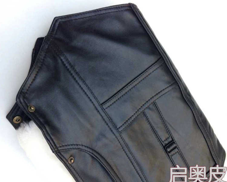 Áo len nam lông trung niên một mùa thu và mùa đông da cỏ vest da cừu vest ấm áp cotton