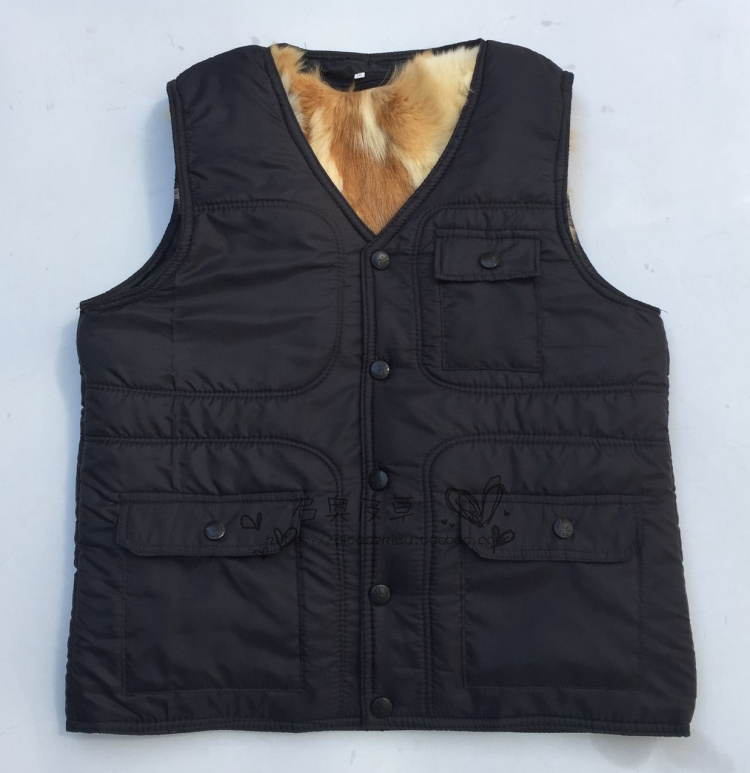 Mùa đông trung niên len lông thú một da cỏ vest nam da cừu vest dày cotton ấm áp áo khoác đông nam
