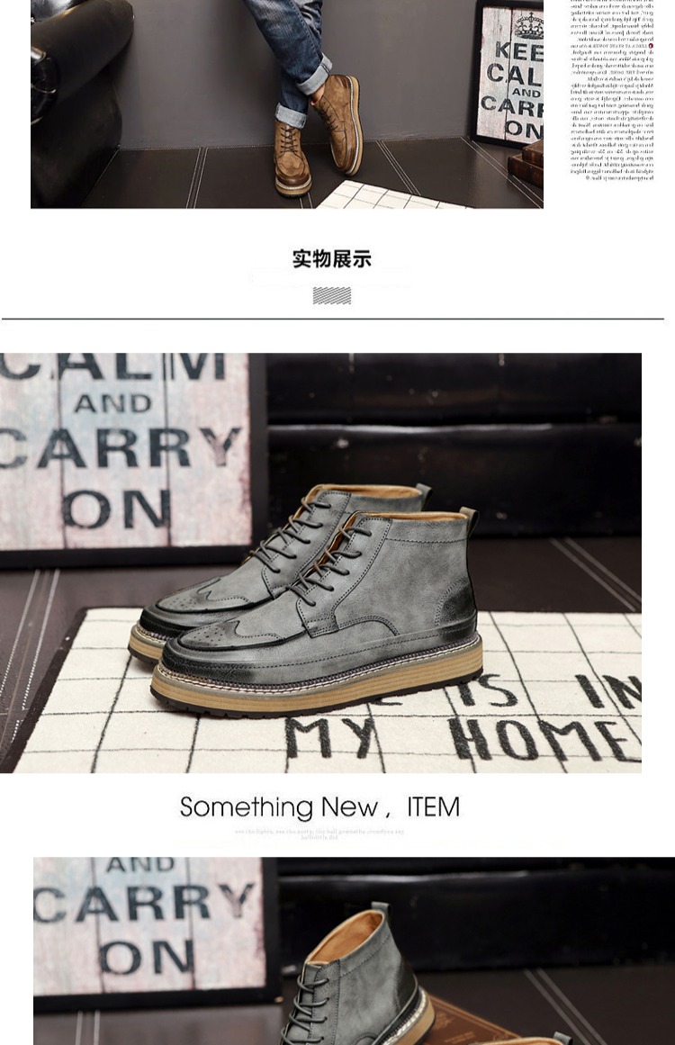 Mùa xuân nước Anh Brock khắc giày nam cao giày nam giày thủy triều Giày Gaobang hoang dã Martin ủng - Giay cao top giày sneaker nam