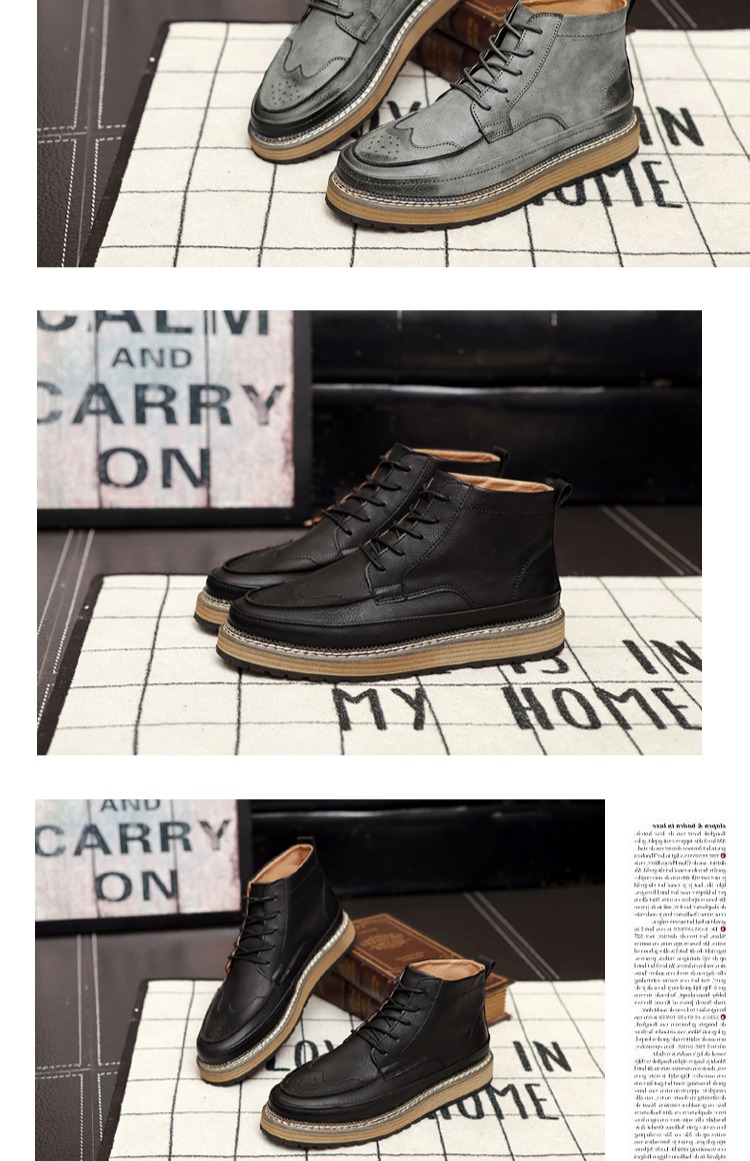 Mùa xuân nước Anh Brock khắc giày nam cao giày nam giày thủy triều Giày Gaobang hoang dã Martin ủng - Giay cao top giày sneaker nam