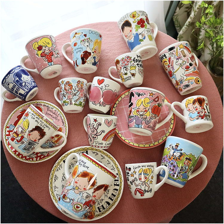 Love Home Holland girlfriends cartoon series hand-painted large mug 220-600m
