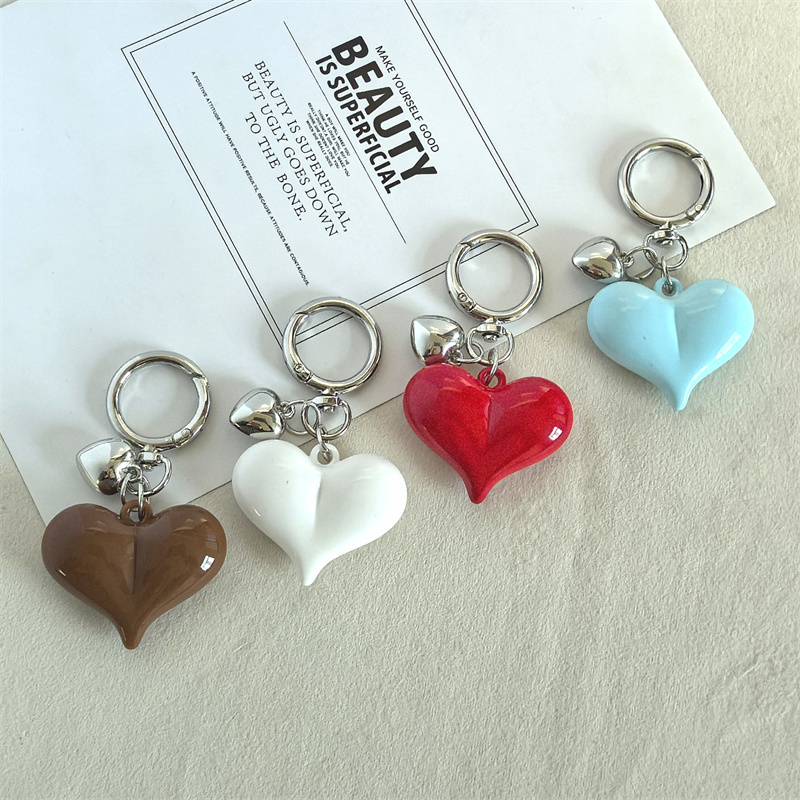 Acrylic Heart-Shaped Versatile Pendant Creative Peach Heart Keychain Bag Charm Key Chain Small Accessories Wholesale
