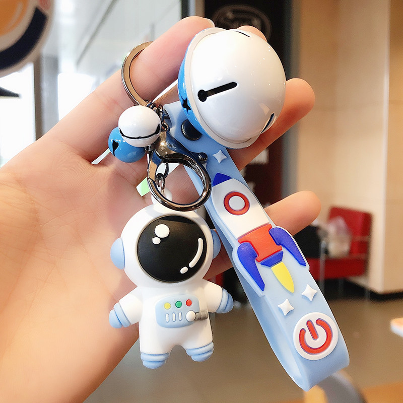 New Cartoon Bell Astronaut Keychain Cute Bookpack Astronaut Hanging Car Key Chain Small Pending