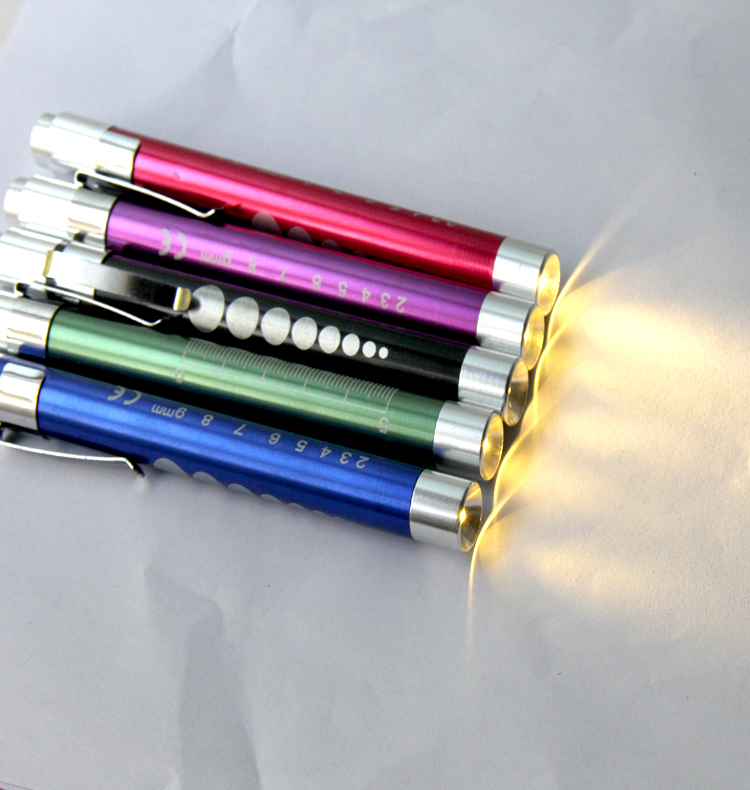 Medical pen light pupil oral LED light yellow light white light small flashlight ophthalmic pen flashlight with battery