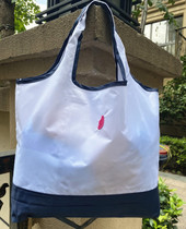 Outlet outside single thickened foldable clear white embroidered red lip printed supermarket shopping bag eco-friendly bag 50g