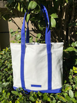 Outlet Single Thickened Blue White Transcript Large Canvas Shopping Bag Environmental Bag Tote Bag Large Capacity Lady Single Shoulder Bag