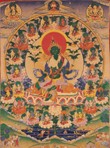21th Tara Thangka Portrait Tibetan Hanging Painting Pure Hand-framed Gold Thread Thangka Buddha Statue