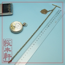 Antique American copper-clad gold (T-bar pocket watch chain) with football sports pendant 1900 32 cm 23 63 g