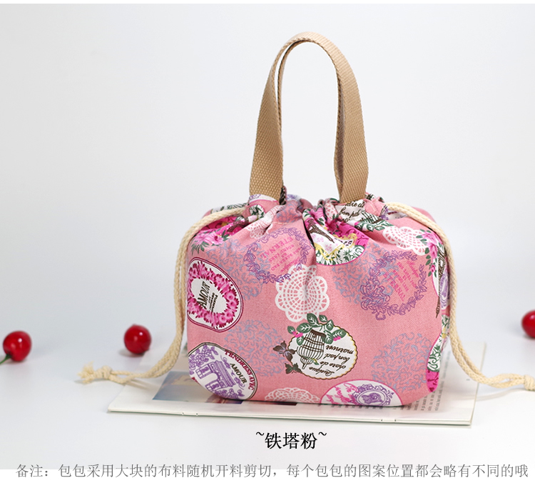 Nhật Bản DrawString Canvas Túi của phụ nữ Satchel nhỏ Đồng tiền thông thường Ví Tote Hộp ăn trưa Túi in Túi vải hoang dã - Hộp cơm điện sưởi ấm hộp cơm cắm điện unold