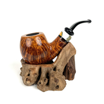 Marigold pipe rack pipe seat nodule tree root old material pipe display stand handmade personalized mens smoking accessories