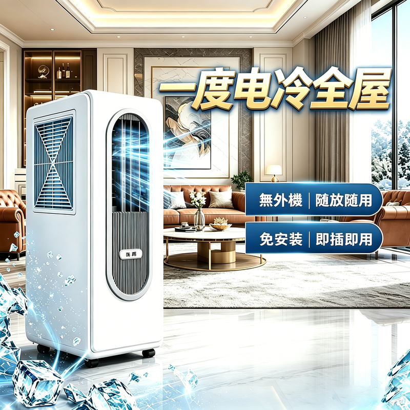 Mobile Air Conditioner All-In-One Unit Without External Unit, No Need to Install Compressor, Powerful Cooling, No Ducts, Kitchen Air Cooler Hanma