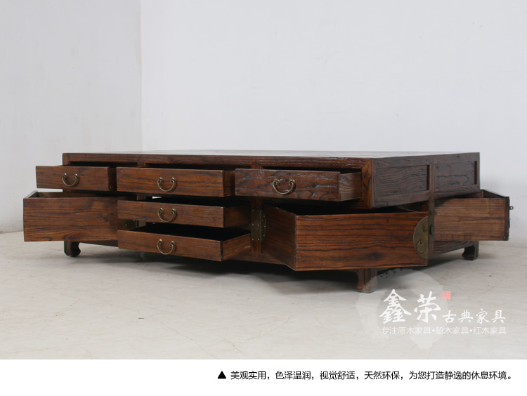Nội thất gỗ rắn nhật ký sáng tạo bốn mặt hộp phòng khách lưu trữ đa chức năng bàn cà phê Trung Quốc cổ vuông bàn cà phê - Bàn trà bàn trà sofa