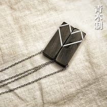 (Green wood) hand made purple sandalwood inlaid 999 silver pendant drop glue sandalwood custom jewelry couple gift creative