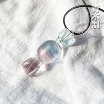 (Green Wooden) Handmade Candy Pendant Resin Glue Sandalwood Custom Jewelry Couple Gift Creative