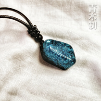 (Green wood) hand made silver foil Sanshengshi pendant resin drop sandalwood custom jewelry couple gift items