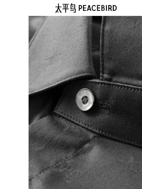 Peacebird Men's Slim Fit Business Casual Shirt Spring and Autumn New Style Full Print Shirt Trendy B1Cae3X30