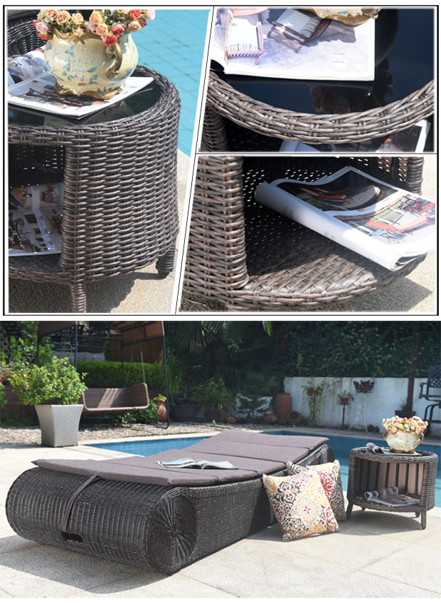 Phong cách châu Âu ngoài trời mây mây ngả giường đồ nội thất ngoài trời sofa hồ bơi giường giải trí bãi biển - Bàn ghế ngoài trời / sân bộ bàn ghế ngoài trời