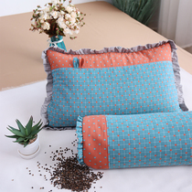 Minimalist soft pure cotton double layer yarn full buckwheat shell square pillow round pillow buckwheat leather pillow full cotton domestic single adult