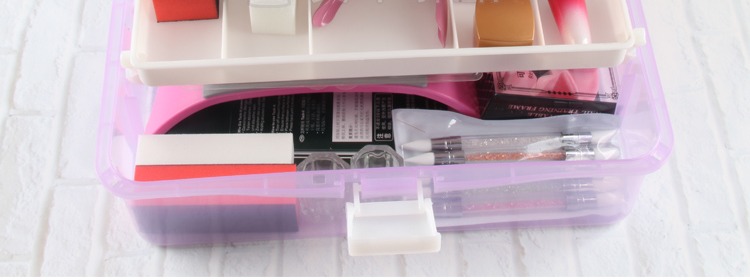 Nail nail keo nhựa hộp công cụ hộp lưu trữ hộp nhựa hộp hoàn thiện Hộp lưu trữ lớn chống rơi ba lớp - Công cụ Nail máy làm nail