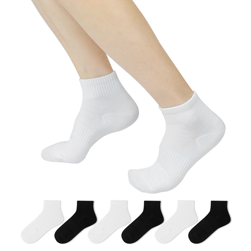 Rzlzl Reinforced Elastic Band, Stable and Non-Sliding Sports Socks, Men's and Women's Training Socks, Deodorant and Sweat-Absorbent Cotton Socks, 6 Pairs in Total