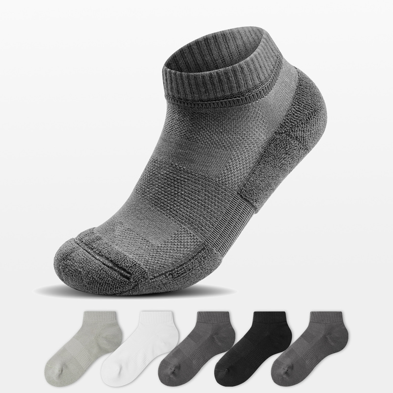 Rzlzl Socks Terry Bottom Decompression Casual Men's and Women's Cotton Socks Mid-Low Top Ruffled Foot Protection Sports Socks, 5 Pairs in Total