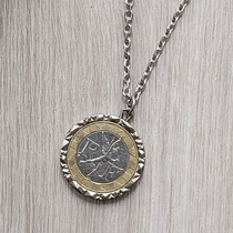 Original Retro Coin Pendant 10 Franc Angel Coin Inlay Frame Pendant Necklace