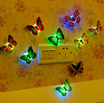 Creativity Seven color luminous butterfly small night light can stick LED decorated wall lamp hot sell ground toy