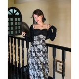 Длинная юбка, платье, средней длины, цветочный принт, А-силуэт