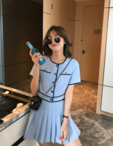 DALU this issue BI into the Korean womens group small fragrant wind short sleeve top pleated skirt set two-piece foreign style