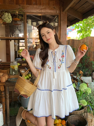 Летняя кукла, платье, джинсовая юбка, комплект, с вышивкой, свободный крой