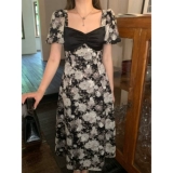 Длинная юбка, платье, средней длины, цветочный принт, А-силуэт