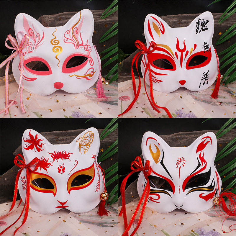 Halloween mask half-face luminous fox mask Firefly with the charm of the ancient Wind Feather Prom Mask Woman